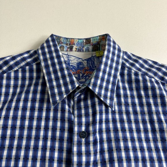 ROBERT GRAHAM Button Up Shirt Men Large Classic Fit India Flip Cuff Check Accent - Picture 4 of 9